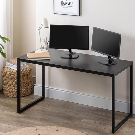 Jennifer 55 Inch Black Frame Desk, Computer Workstation, Office Desk, Easy Assembly, Deep Espresso-1