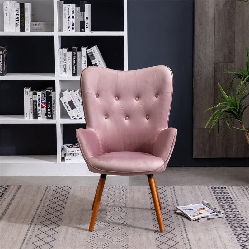 Contemporary Mauve Velvet Accent Chair with Tufted Back-4
