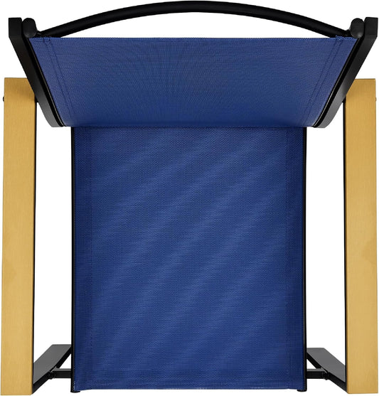 4-Piece Outdoor Textilene Patio Conversation Set, Backyard Furniture W/Loveseat, Coffee Table, Steel Frame - Black/Navy-1