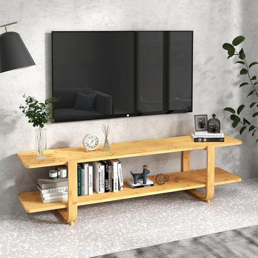 Bamboo TV Stand for 65" TVs with Storage-1