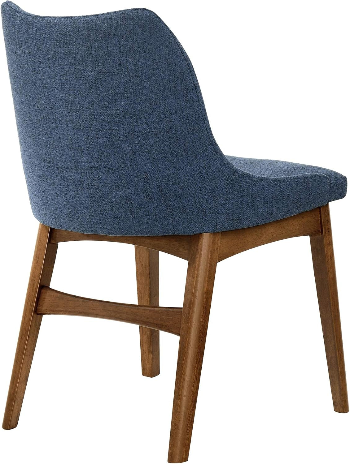 Azalea Blue Fabric and Walnut Wood Dining Side Chairs - Set of 2-4