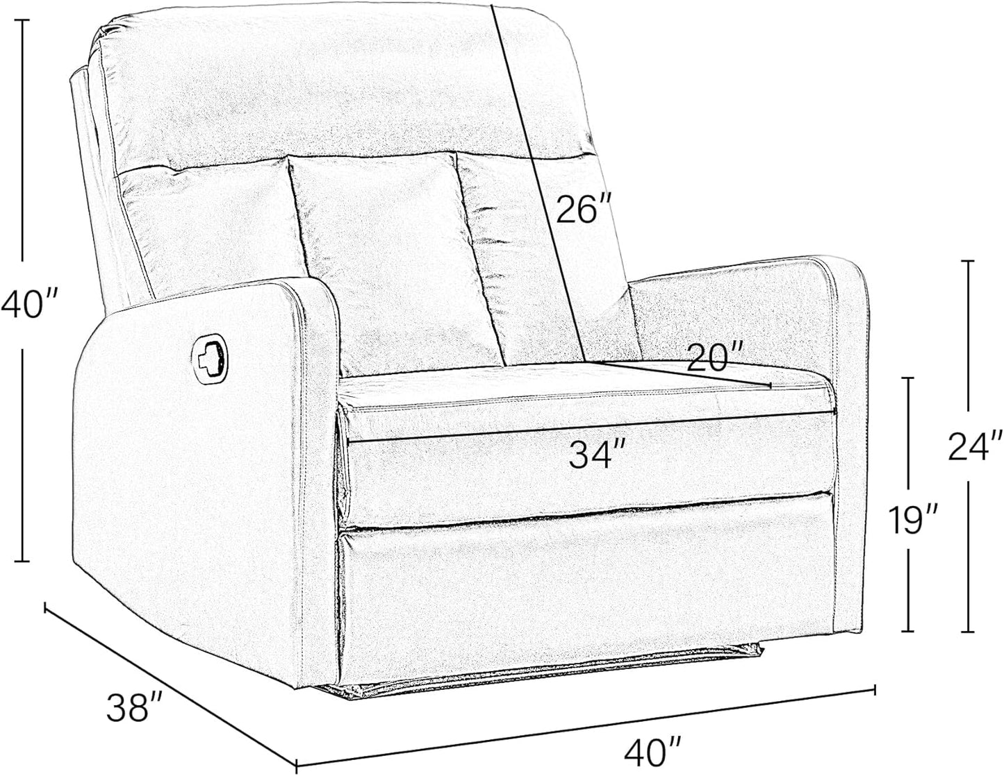 Oversized Wide Recliner Chair Faux Leather 2-Seater Recliners Roomy Manual Reclining Chairs for Living Room, Perfect for Pups to Sit Together, Grey-1