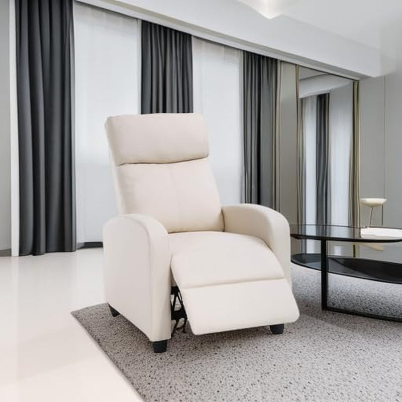 Recliner Chair for Living Room Home Theater Seating Single Reclining Sofa Lounge with Padded Seat Backrest (Beige)-4