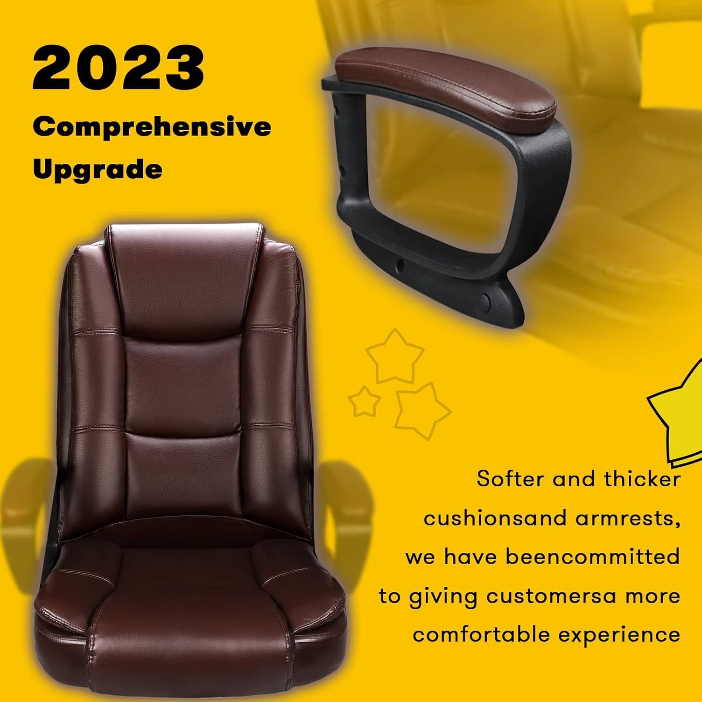 Home Office Chair, 400LBS Big and Tall Chair Heavy Duty Design, Ergonomic High Back Cushion Lumbar Back Support, Computer Desk Chair, Adjustable Executive Leather Chair with Armrest-4