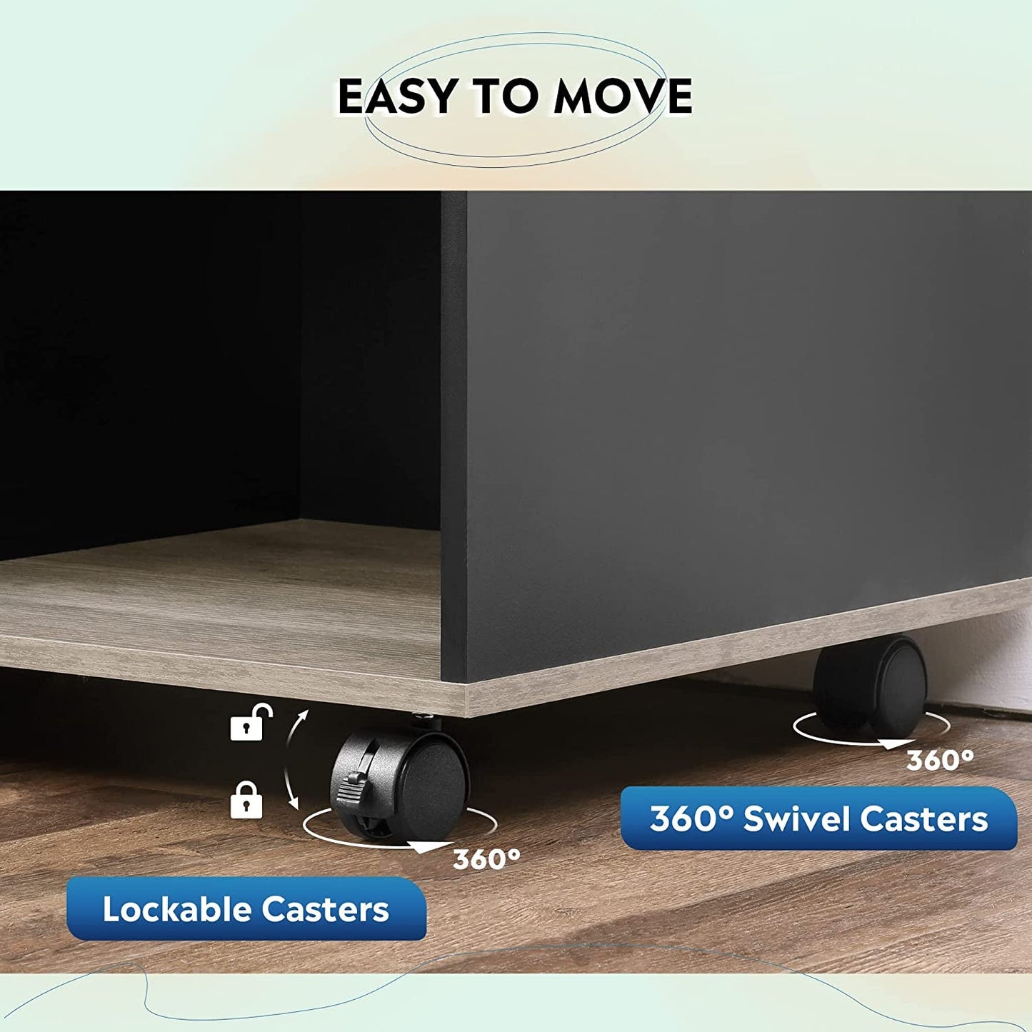 Mobile Wood File Cabinet with Printer Stand-4