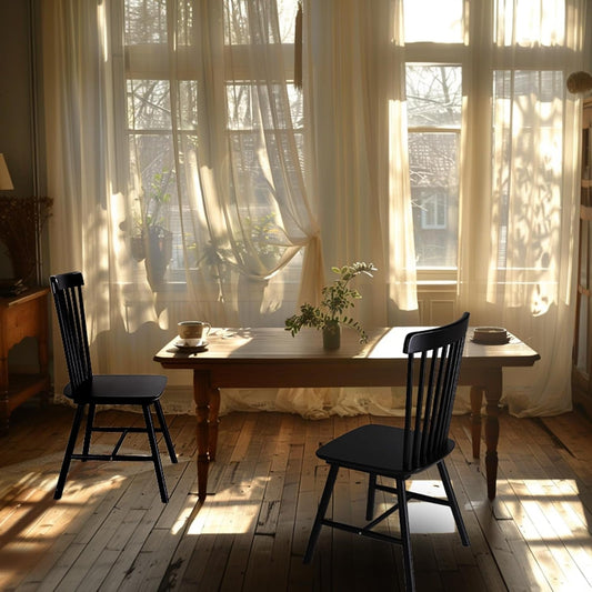 Wooden Windsor Dining Chairs Set of 2 Wood Dining Room Chair Black Spindle Side Kitchen Room Country Farmhouse Chairs-1