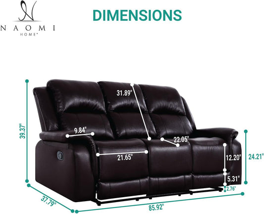 Katie Leather Recliner Sofa Set, Manual Recliner Sofa Couch - Living Room Furniture Set, Leather Reclining Sofa Recliner Couch for Office Home, Living Room Sofa Recliners, Air Leather, Espresso-1