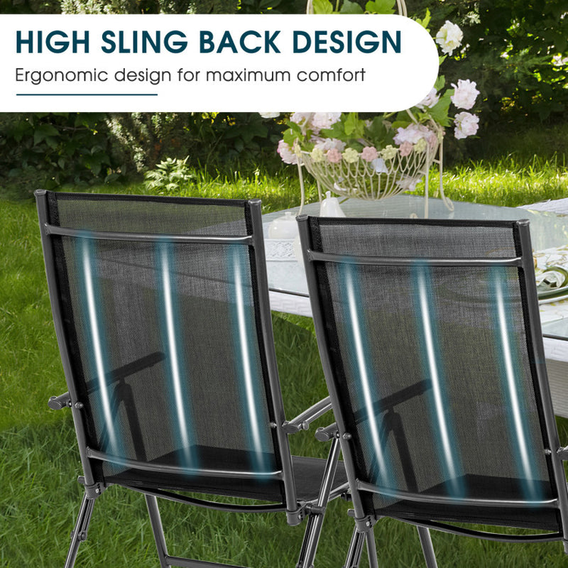 Set of 2 Adjustable Portable Patio Folding Dining Chair Recliners-4