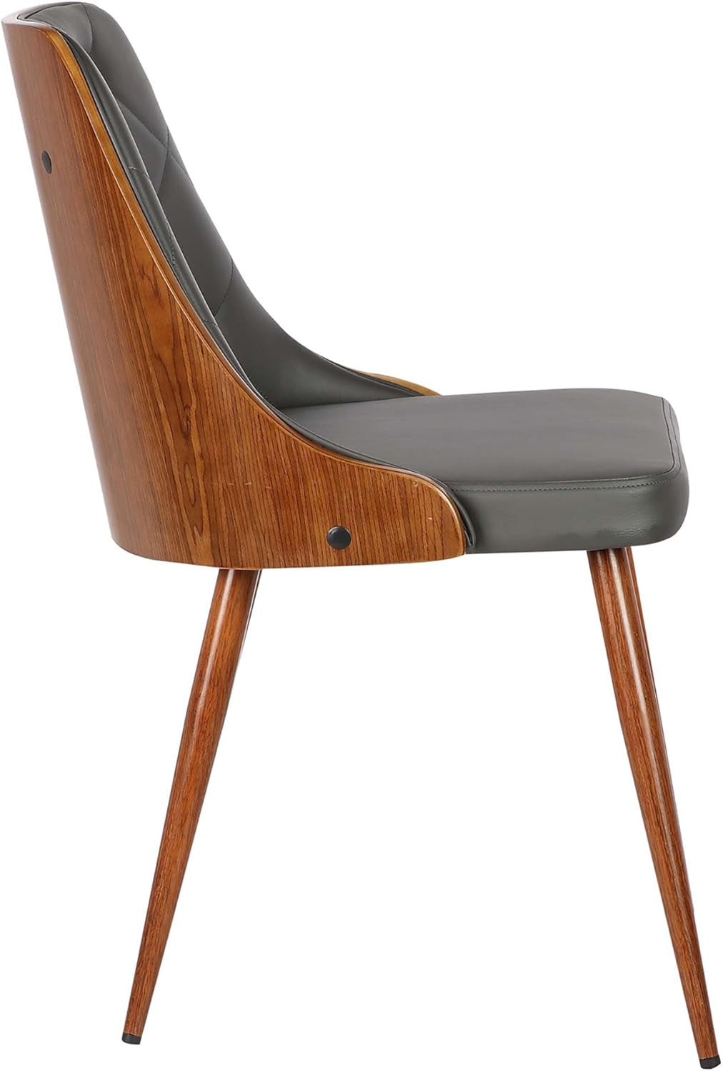 Lily Dining Chair in Grey Faux Leather and Walnut Wood Finish 20 X 31 X 23-4