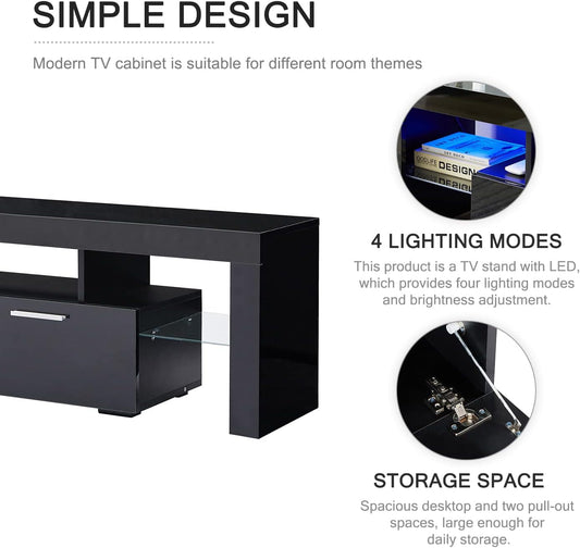 Black 75" LED TV Stand with Storage-1