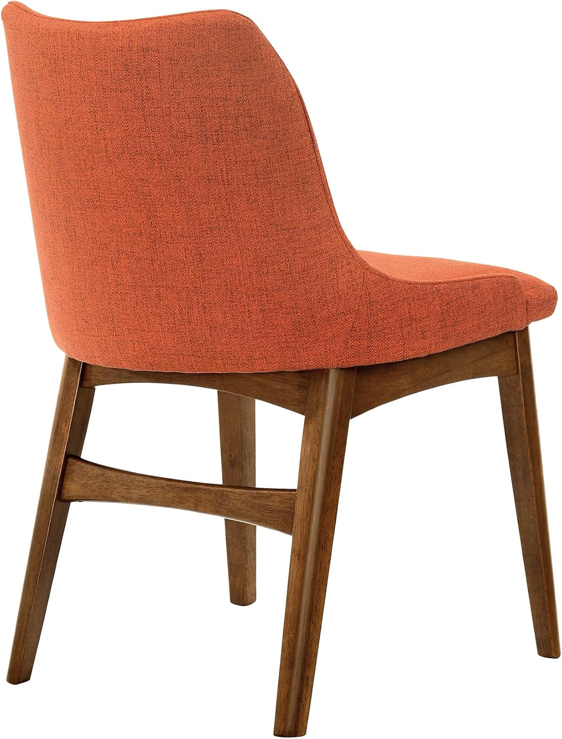 Azalea Orange Fabric and Walnut Wood Dining Side Chairs - Set of 2-4
