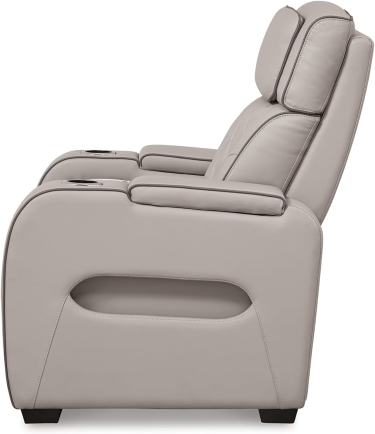Boyington Contemporary Leather Match Power Recliner with Adjustable Headrest, Cup Holders, USB Port and Air Massage System, Light Gray-4