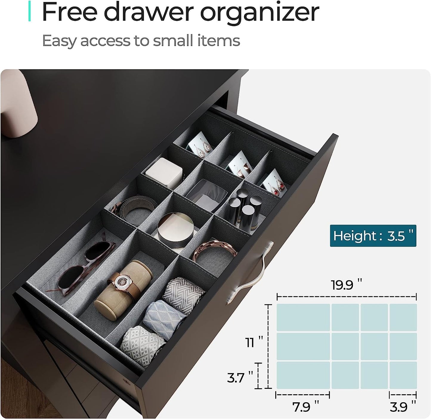Black 5 Drawer Dresser, Nursery Organizer-4