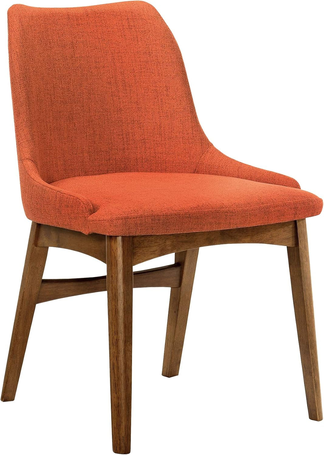 Azalea Orange Fabric and Walnut Wood Dining Side Chairs - Set of 2-2