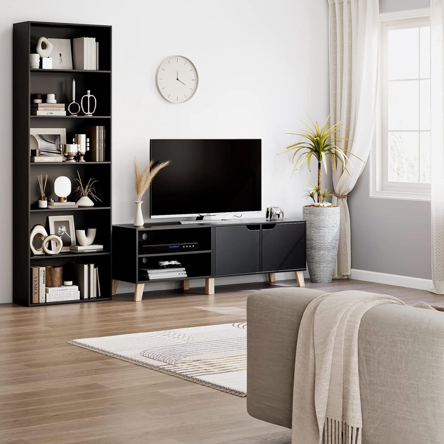 6-Tier Open Bookcase and Bookshelf, Freestanding Display Storage Shelves Tall Bookcase for Bedroom, Living Room and Office, Black-4