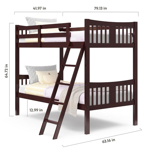 Caribou Bunk Bed Twin over Twin Bunk Bed (Espresso) - GREENGUARD Gold Certified, Twin Bunk Beds for Kids, Converts to 2 Individual Twin Beds, Bunk Beds for Kids-1