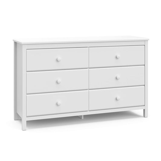 White 6 Drawer Double Dresser Nursery Kids-1