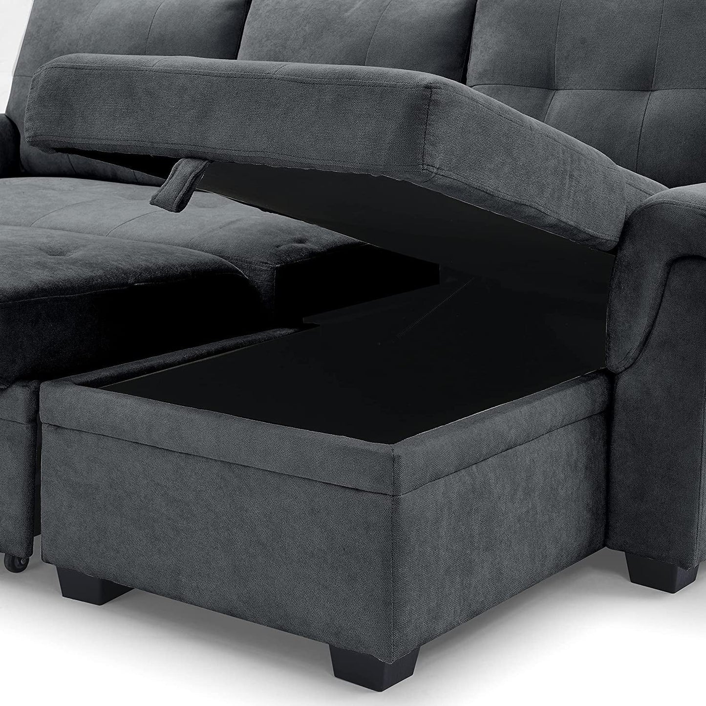 Gray Sectional Sofabed with USB Ports, Full XL-4