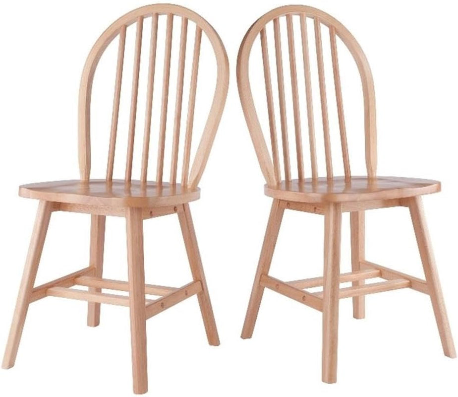 Windsor 2-Piece Chair Set, Solid Wood, Natural Finish-0