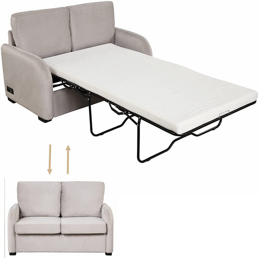 2-In-1 Velvet Sleeper Sofa with USB Port-1