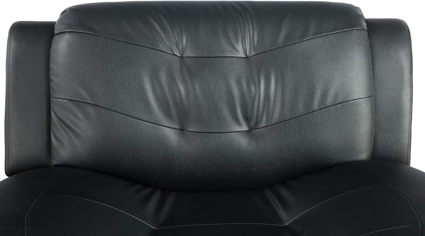 3 PCS Faux Leather Aldo Modern Sofa Set, Living Room Set with Sofa, Loveseat and Chair (Black)-4