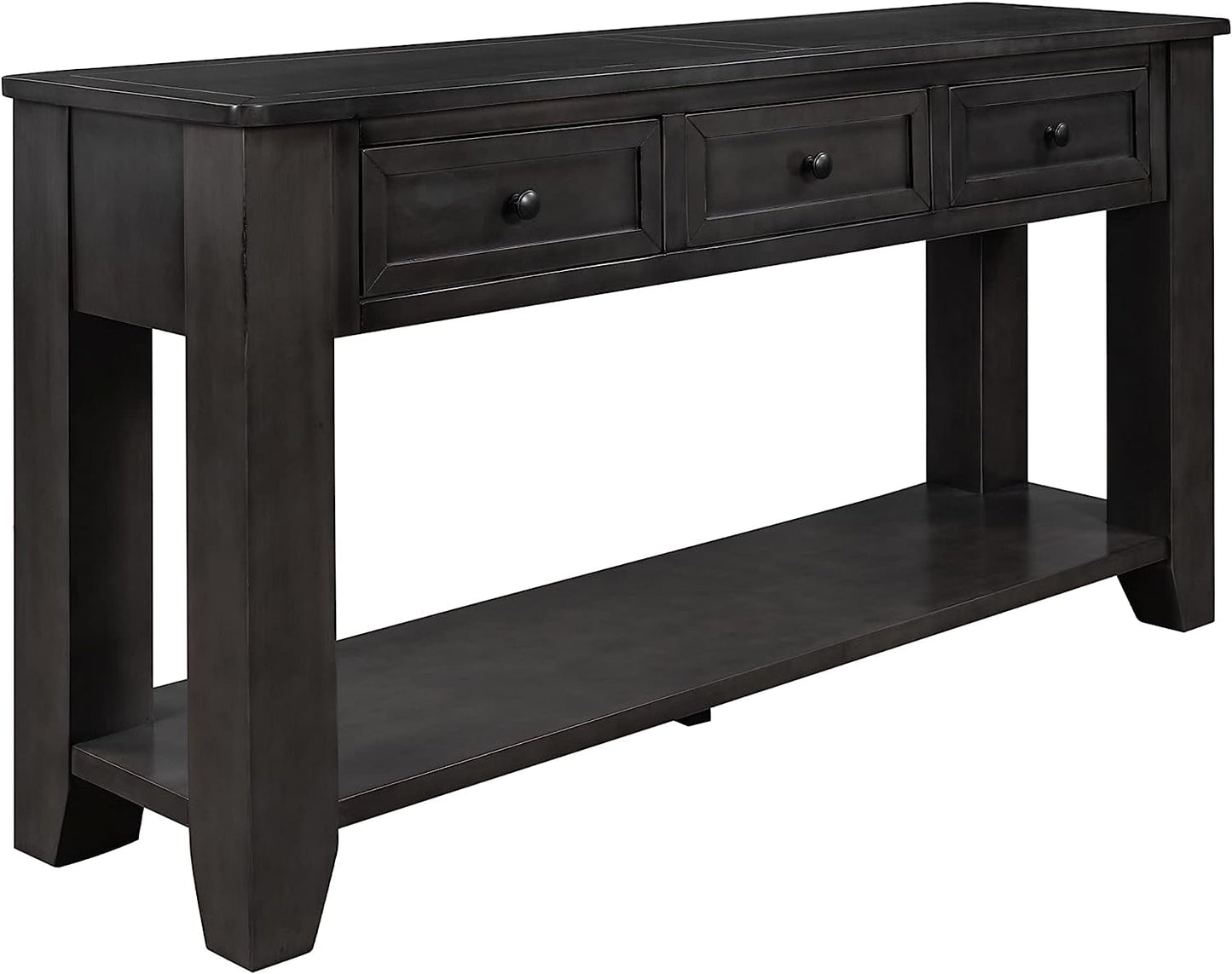 Black Console Table with Drawers and Shelf-2