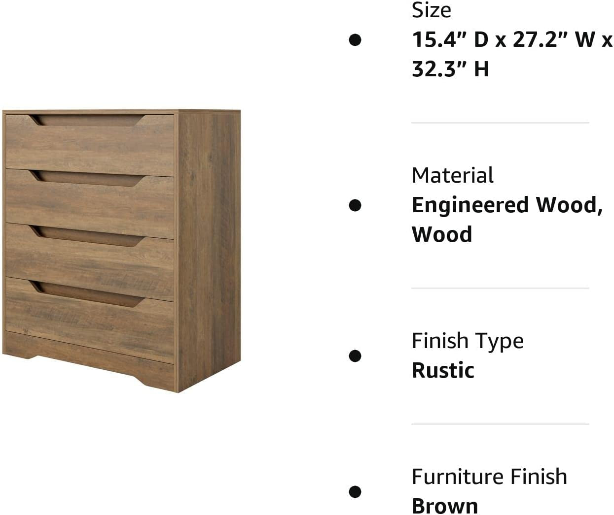 Modern 4 Drawer Dresser with Cut-Out Handles-1