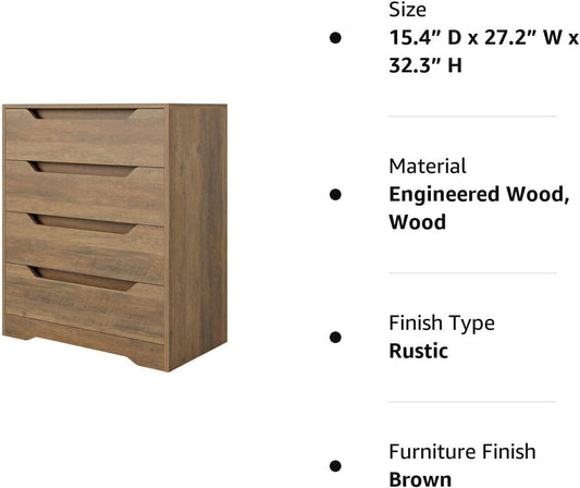 Modern 4 Drawer Dresser with Cut-Out Handles-1