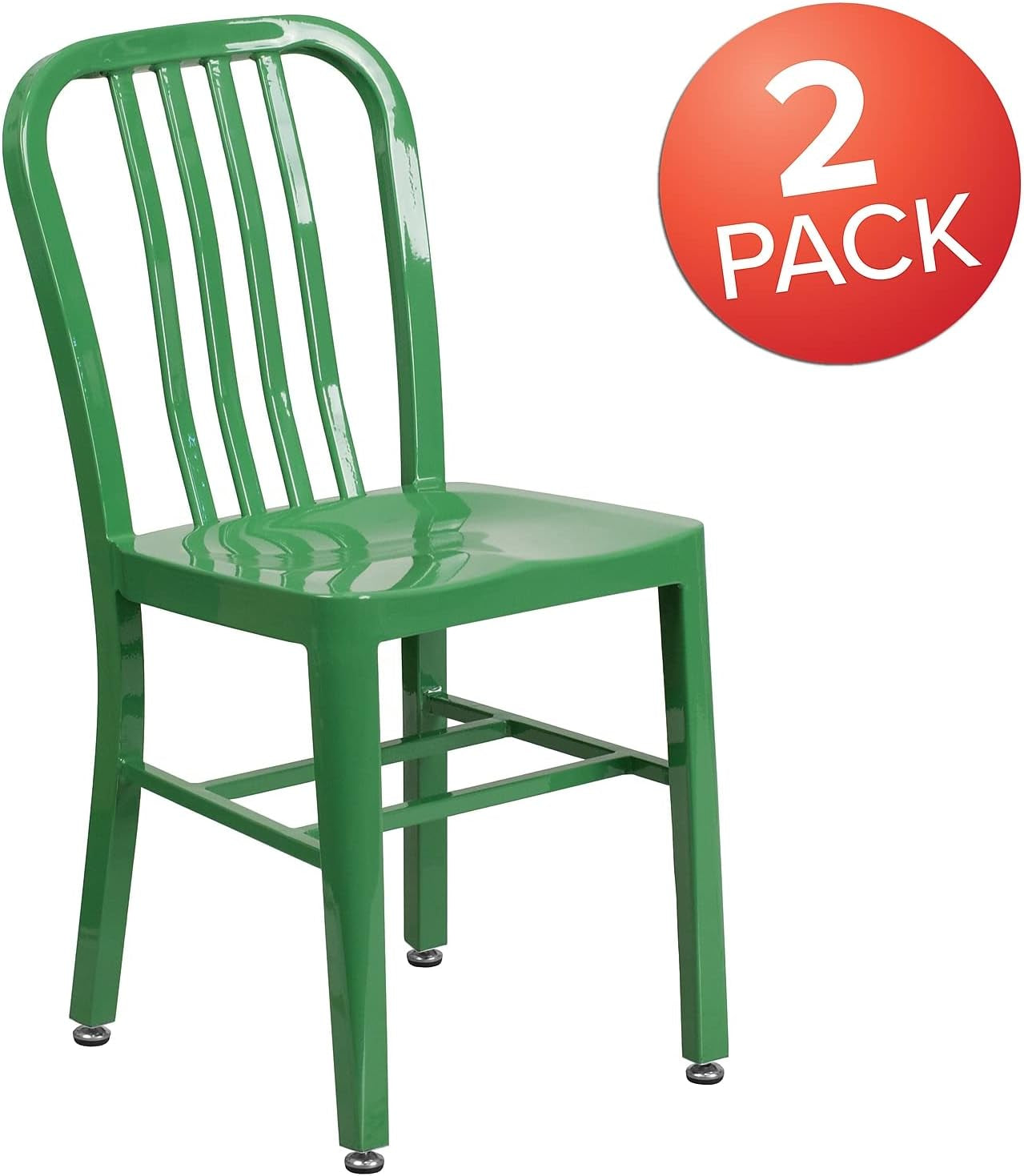 Gael Commercial Grade 2 Pack Green Metal Indoor-Outdoor Chair-3