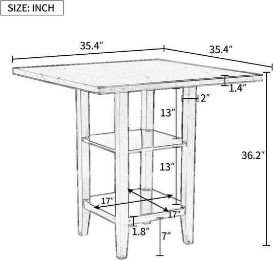 Gray Square Counter Height Distressed Dining Table-1
