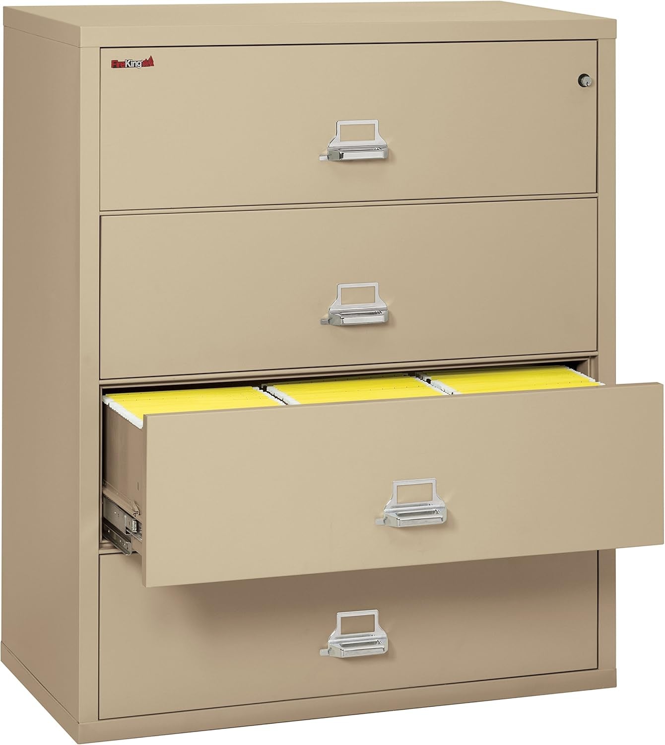 Lateral 4 Drawer Legal and Letter Fire Safe File Cabinet with Key Lock, 1 Hour Fire Rated, UL Rated & Water Resistant Home Safe, Filing Cabinet, Made in the USA, Parchment-3