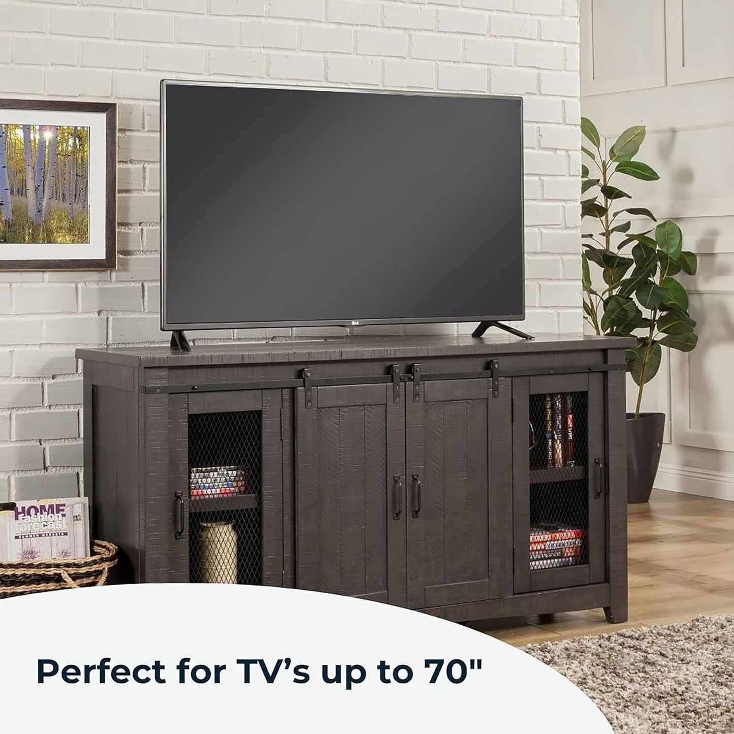 Sierra 65" Solid Wood TV Stand, Grey-4