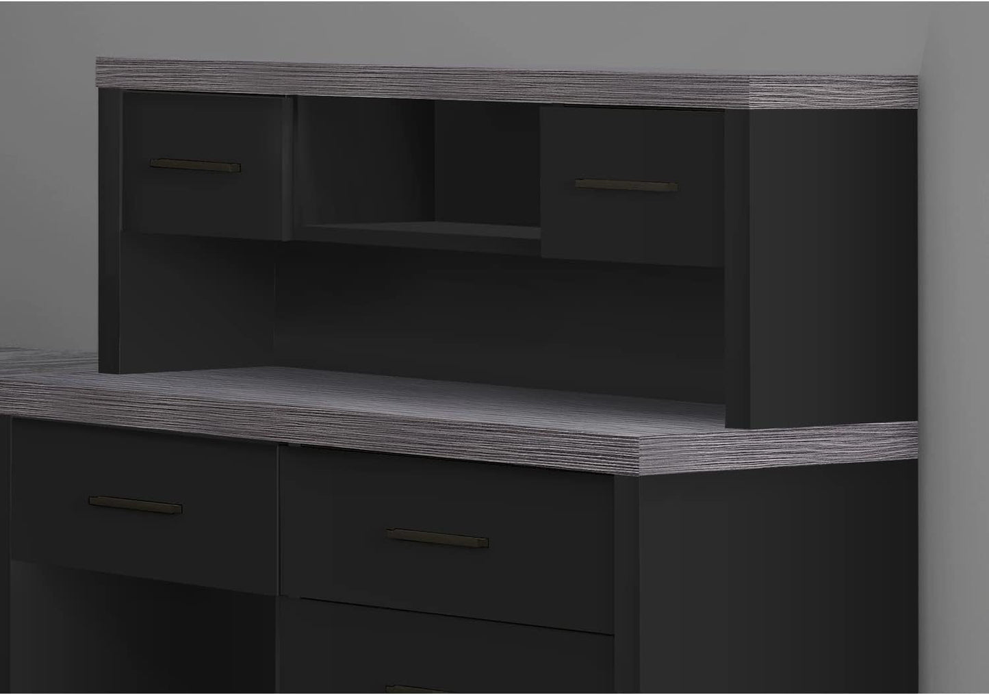 L-Shaped Desk with Hutch and Set-Up Option, Black-1