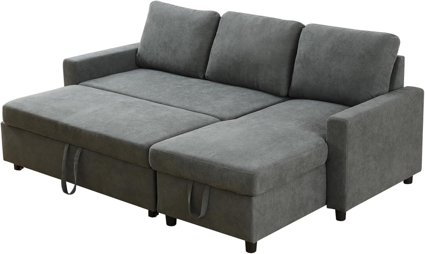 L-Shaped Combo Sofa Bed, Sleeper Chair Bed 3 in 1 Convertible Sofa Bed with Chaise, Reversible Sofa Bed for Living Room, Office, Apartment, Dark Grey-4