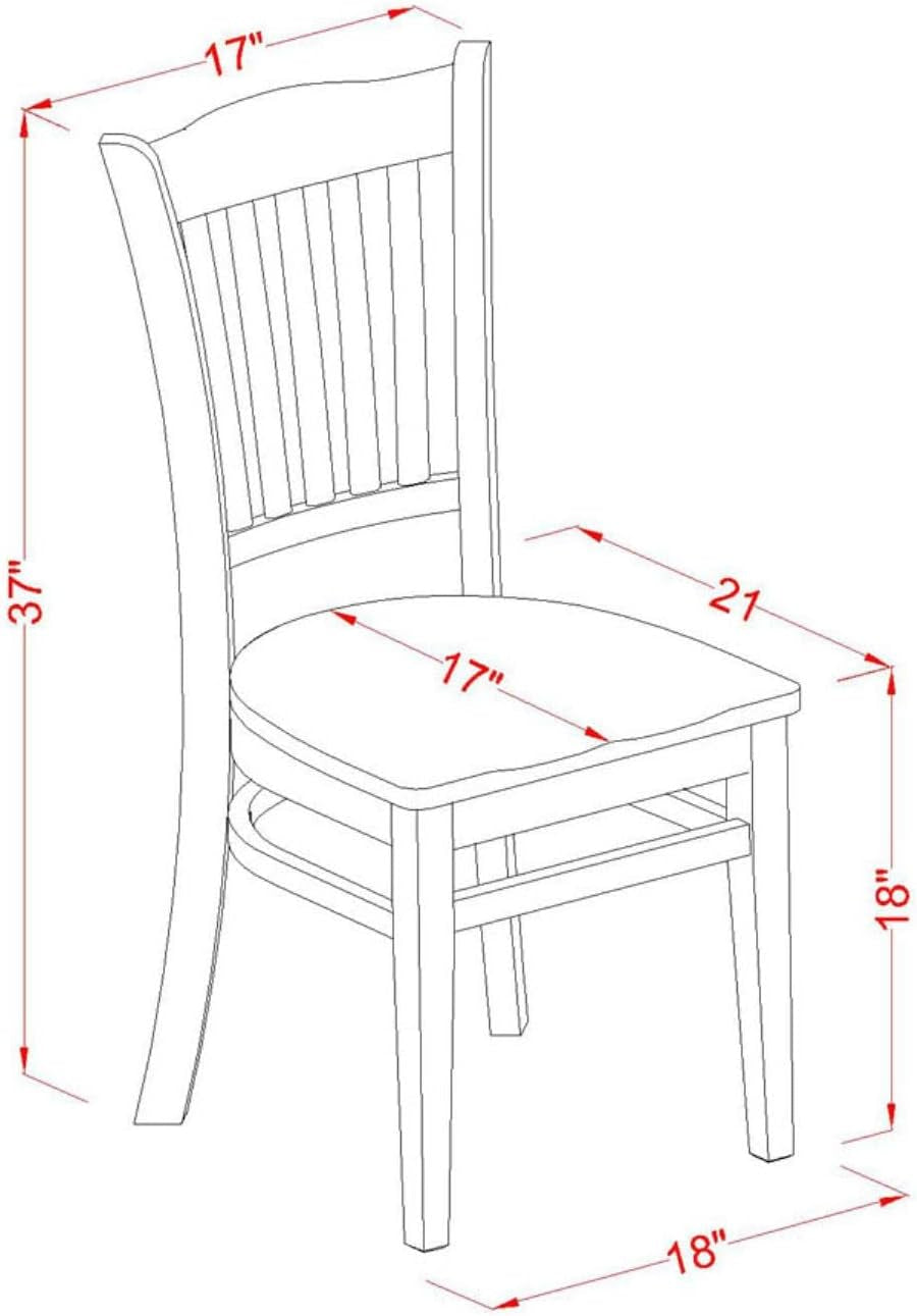 GRC-MAH-W Groton Dining Room Chairs - Slat Back Wood Seat Chairs, Set of 2, Mahogany-1