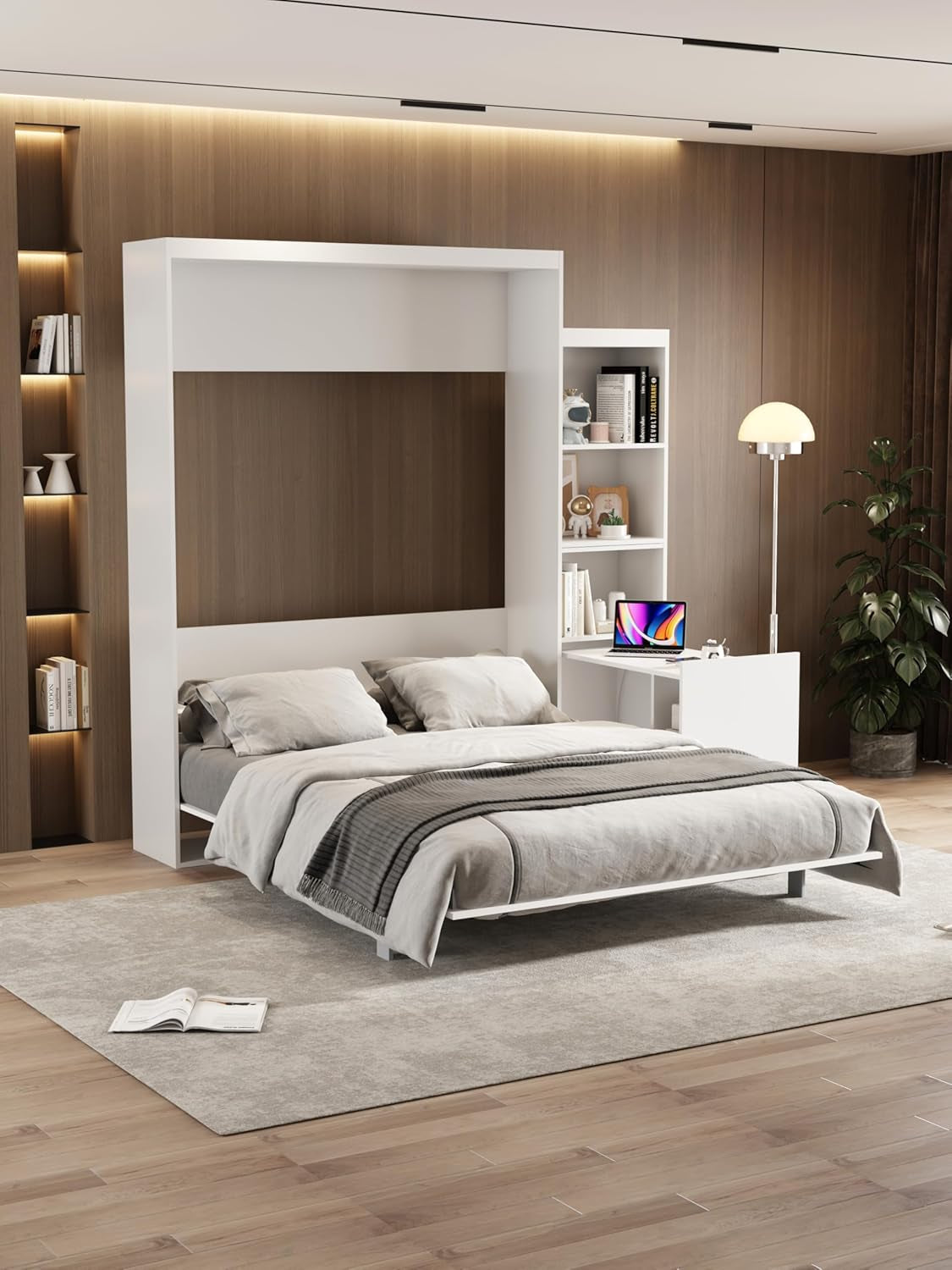 Queen Murphy Bed with Shelves for Space Saving-9