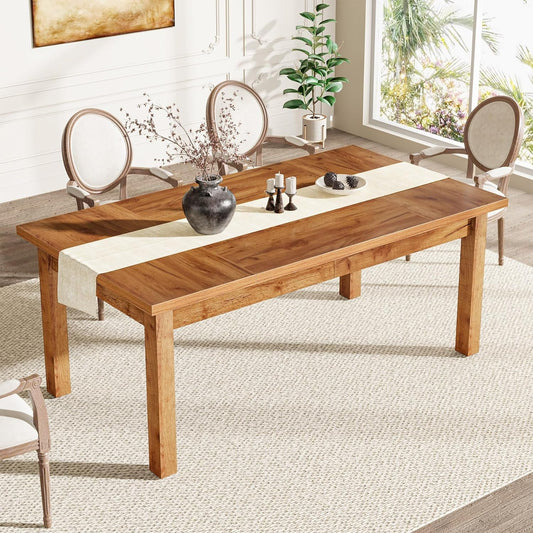 70.87" Wood Dining Table for 6-8 People, Modern Large Rectangle Kitchen Table, Farmhouse Dinner Table Dining Room Table Kitchen & Dining Room Furniture with Thickened Legs-1