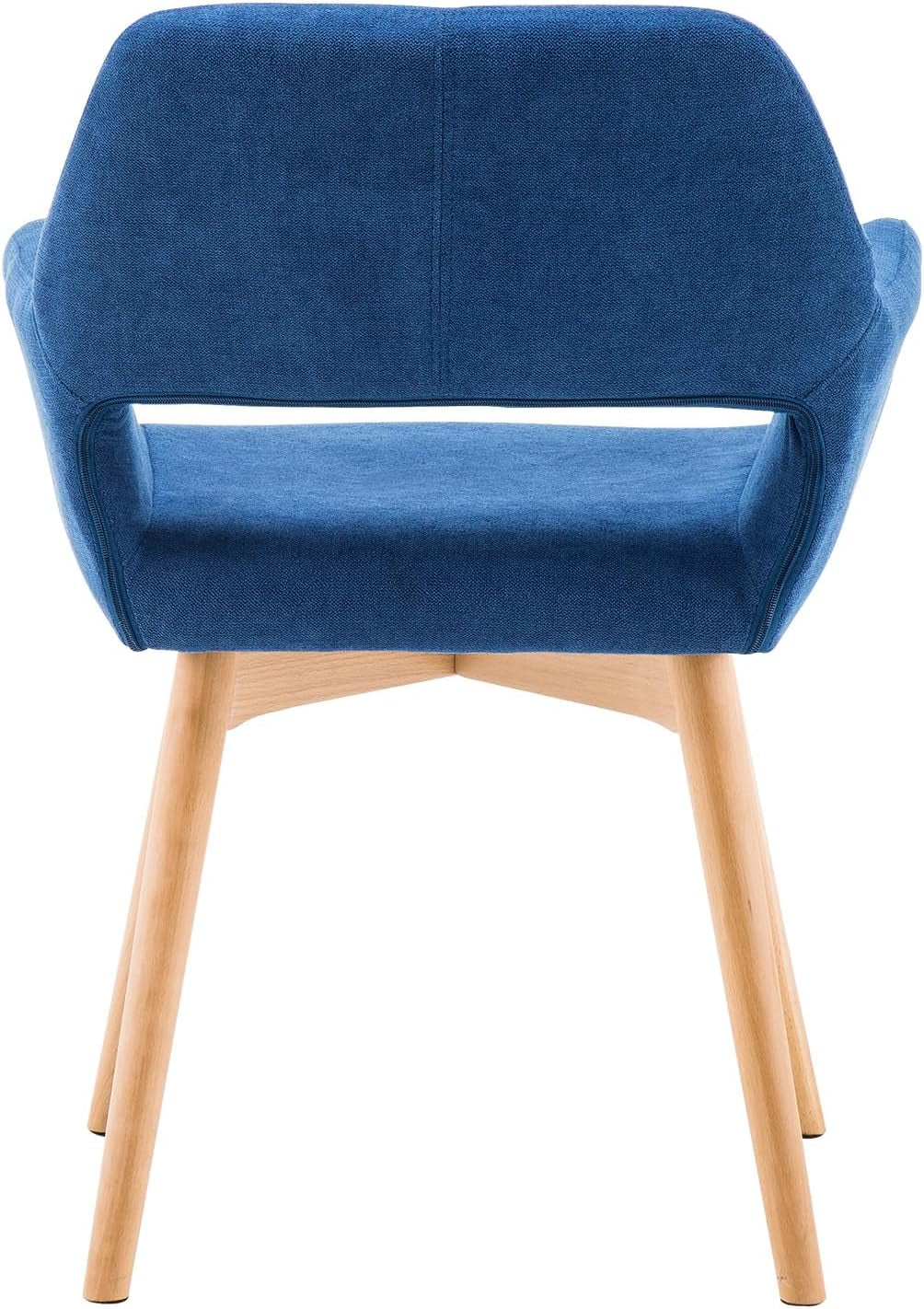 Desk Chair No Wheels Vanity Chair Makeup Chair Comfy Accent Chair for Living Dining Room Bedroom Home Office Mid Century Modern Upholstered Arm Chair Sofa Chair (Blue, 1)-4