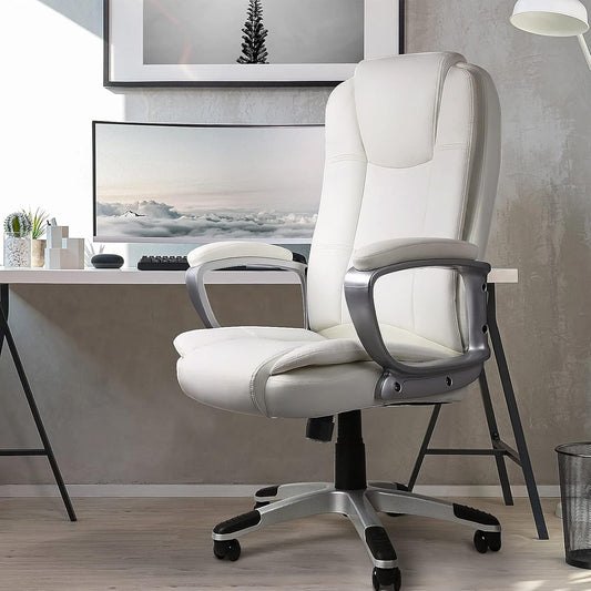 Home Office Chair, 400LBS Big and Tall Chair Heavy Duty Design, Ergonomic High Back Cushion Lumbar Back Support, Computer Desk Chair, Adjustable Executive Leather Chair with Armrest-1