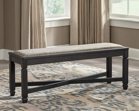 Tyler Creek Modern Farmhouse Upholstered Dining Room Bench, Antique Black Finish-1