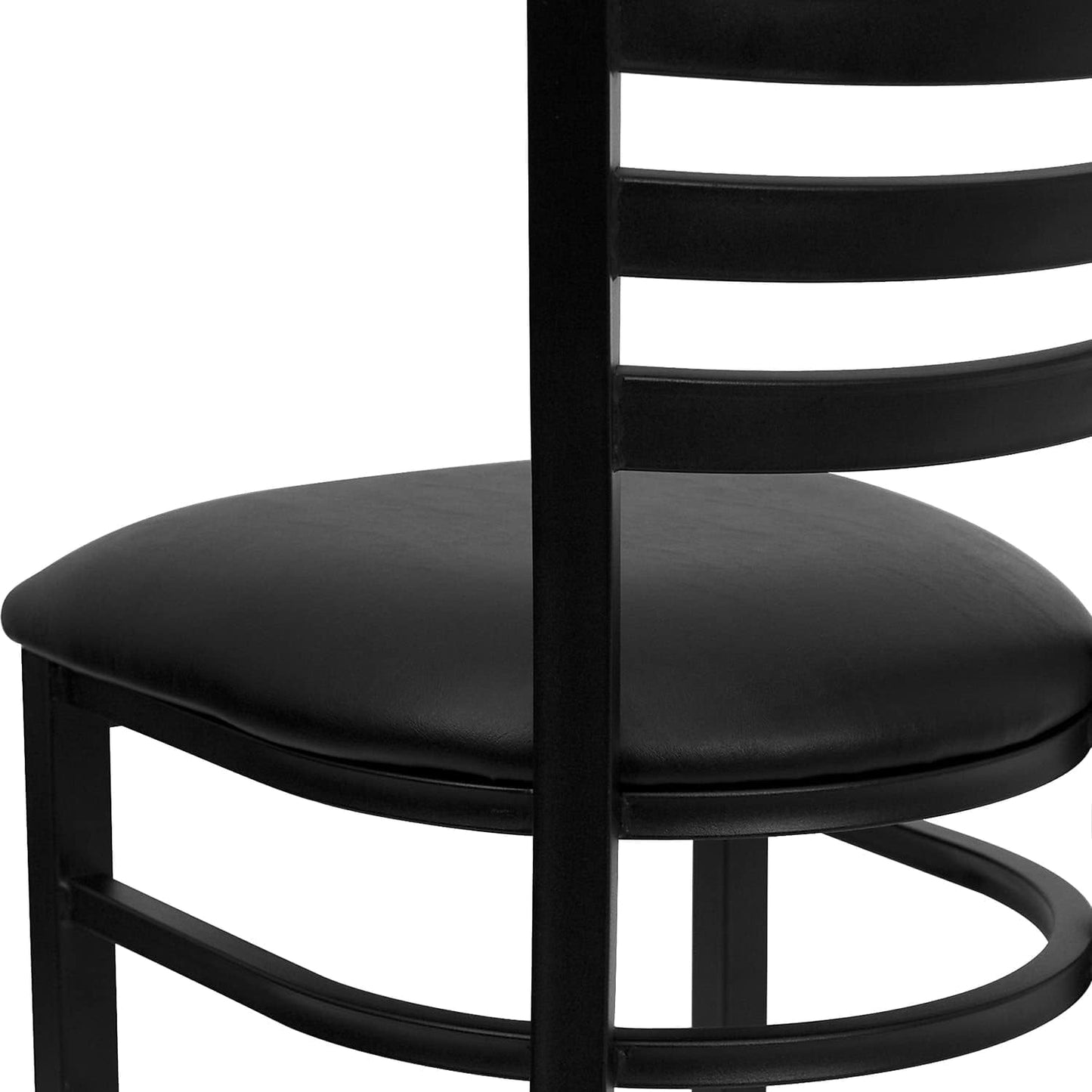 Hercules Series Commercial Ladder Back Restaurant Chairs, Modern Lightweight Metal Dining Chairs with Padded Seats, Set of 2, Black-3