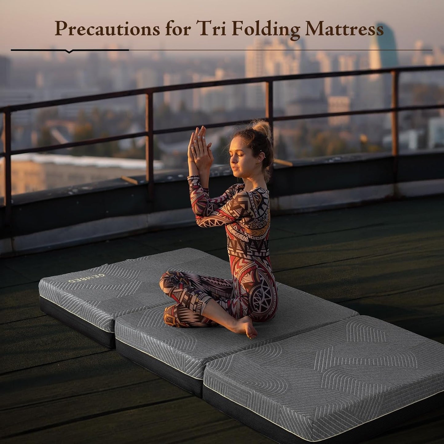 Tri Folding Mattress Twin Size - Memory Foam Tri-Fold Mattress, Handle & Non-Slip Bottom, Portable Foldable Sofa Bed Floor Mattress Chair for Travel RV Camping Guest Yoga - 6 Inch, 75"X38"X6"-3
