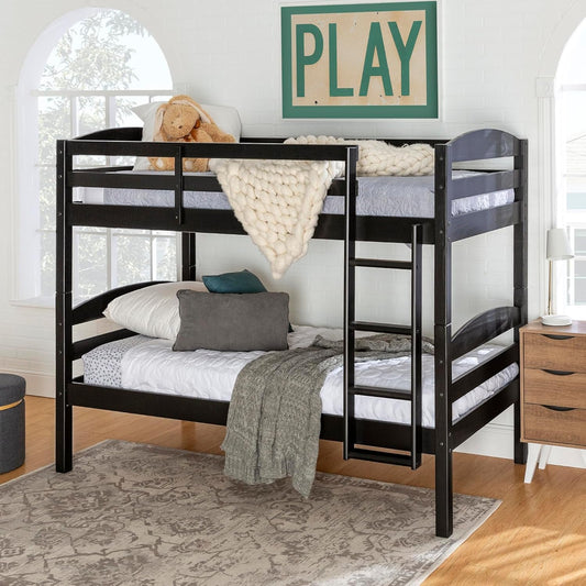 Della Transitional Twin-Over-Twin Bunk Bed Frame, Twin Size, Black-1