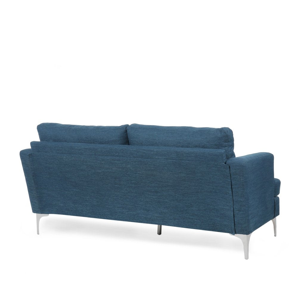 Navy Blue Silver 3 Seater Sofa-1