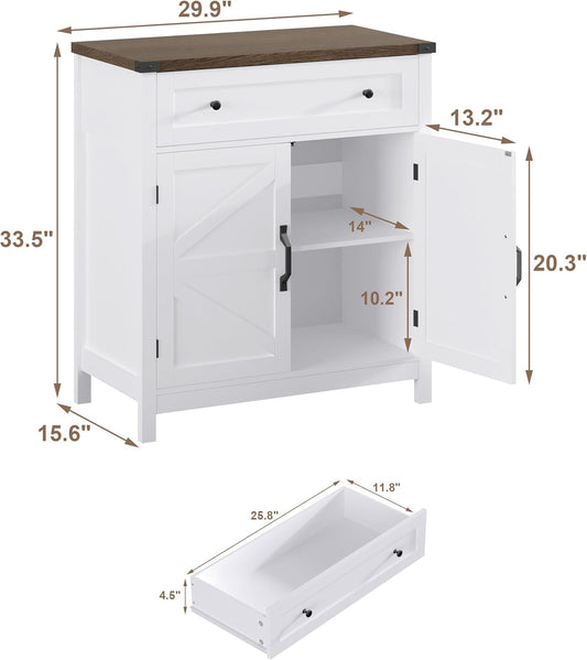 Kitchen Storage Cabinet, Coffee Bar Cabinet, Buffet Sideboard Cabinet with Drawer, Entryway Cabinet for Kitchen, Living Room, White-1