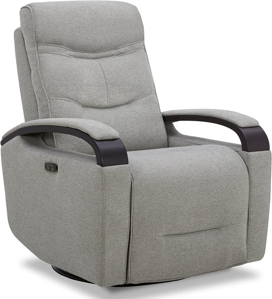 Fabric Power Swivel Glider Rocker Recliner Chair (Light Grey)-1