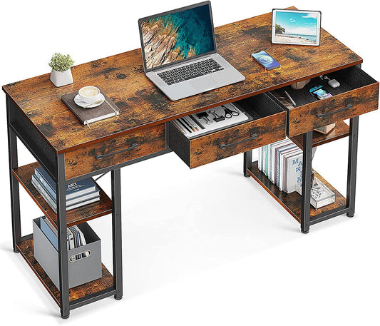 Vintage Writing Desk with Storage Shelves-1