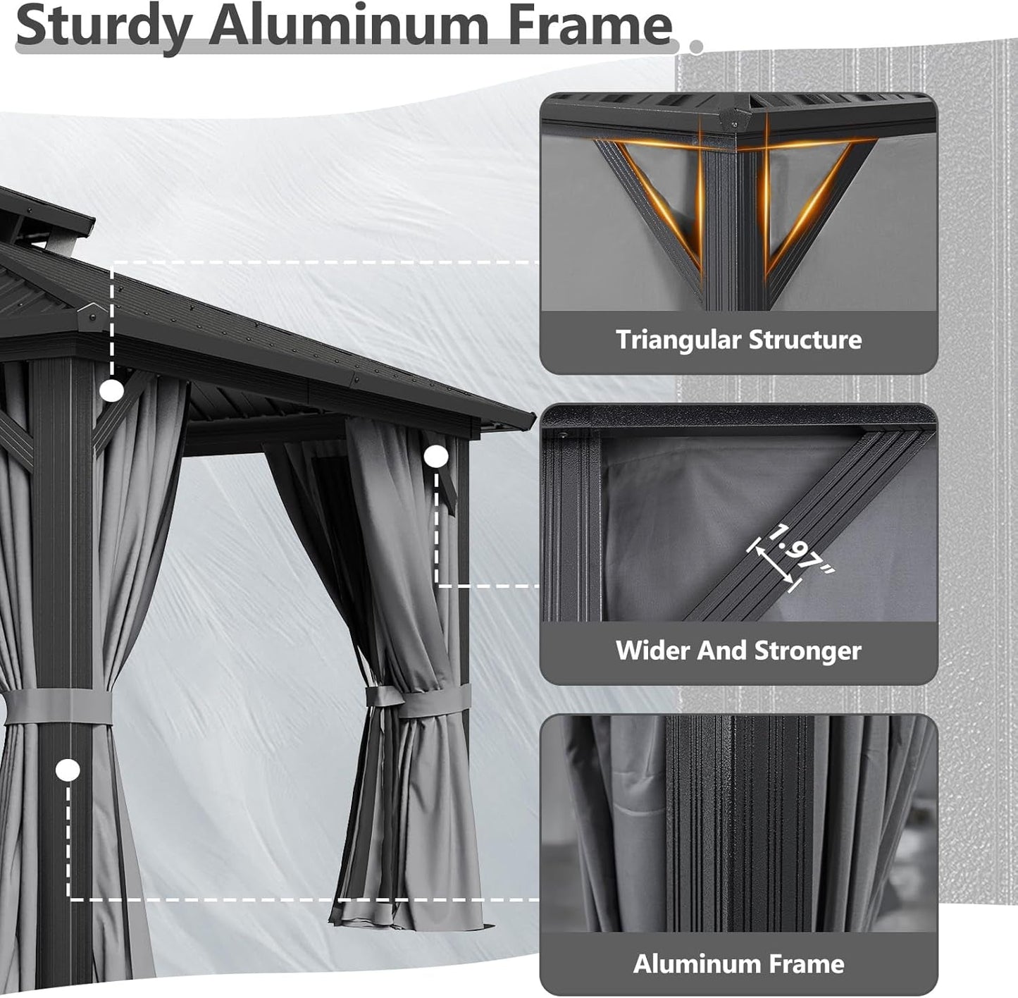 12x14 Hardtop Gazebo Aluminum Frame Steel Roof-4