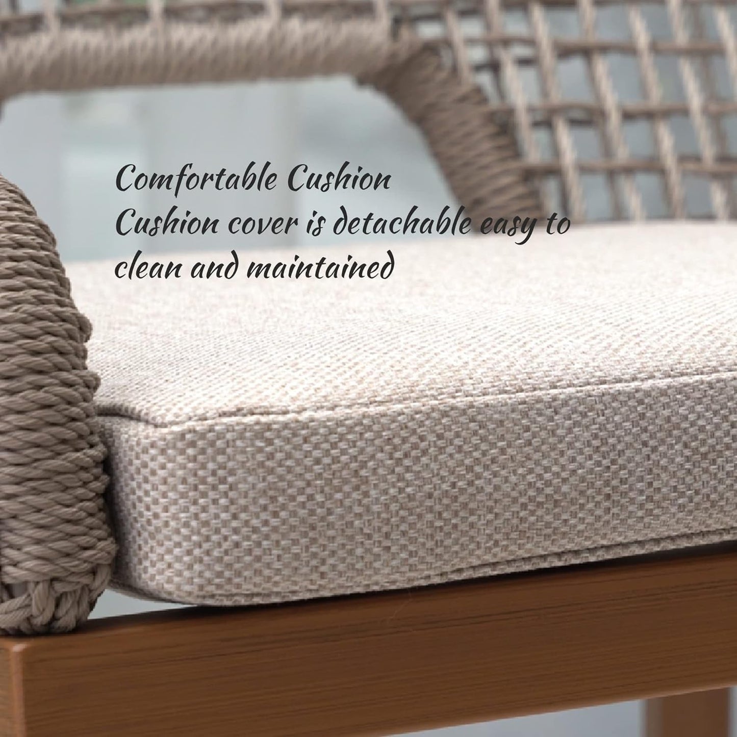 Counter Height Bar Stools Set of 4 Rattan Chair Boho Aluminum Woven Counter Stools with Back and Footrest Modern Patio Seating 24.8 Inches Outdoor Barstools-4