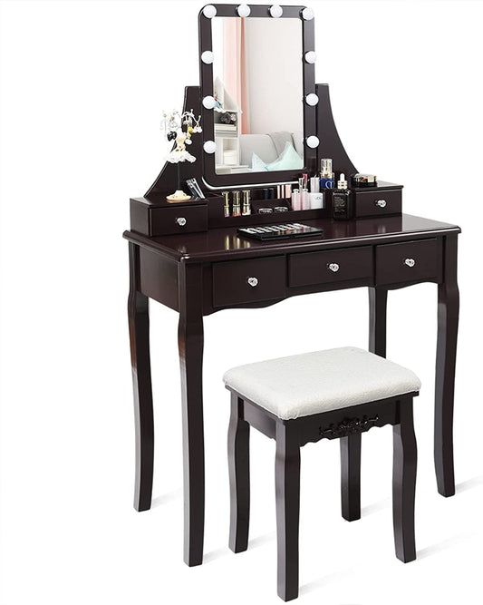 Brown Vanity Set with 10 LED Lights-1